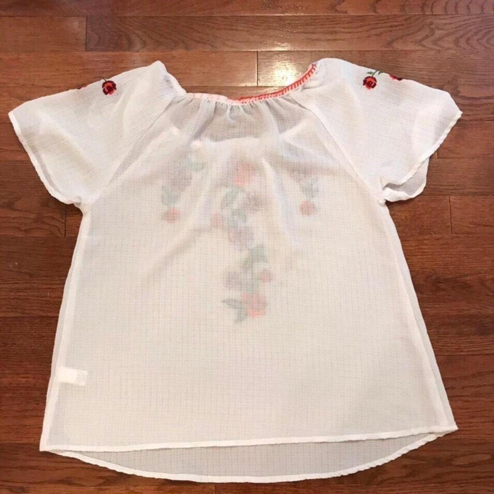 WOMENS SHEER FESTIVAL BLOUSE ROSAS PATTERN SUMMER VACATION - Picture 3 of 4